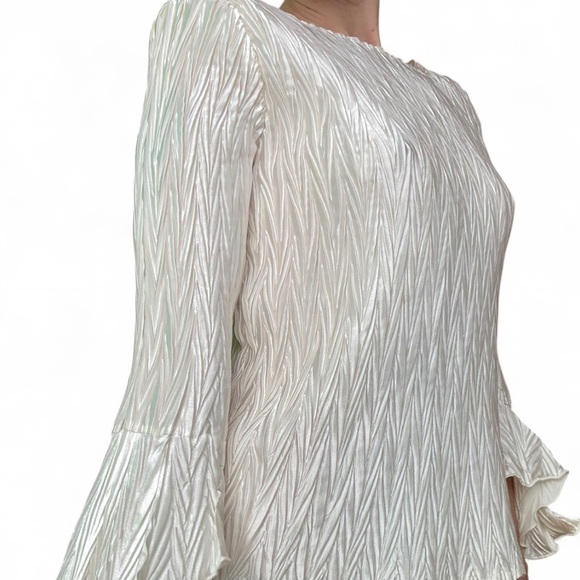 Vintage Fairycore Iridescent Off Shoulder Bell Sleeve Top - Picture 2 of 5